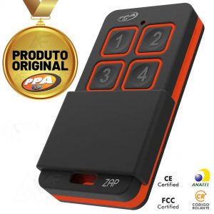 Controle Remoto De Portão Zap 4 Botões 433mhz Preto e Laranja