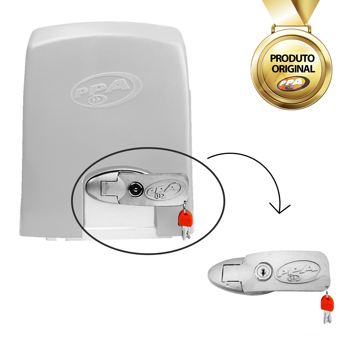 Conjunto Alavanca Destravamento DZ PPA Com Fechadura a Chave