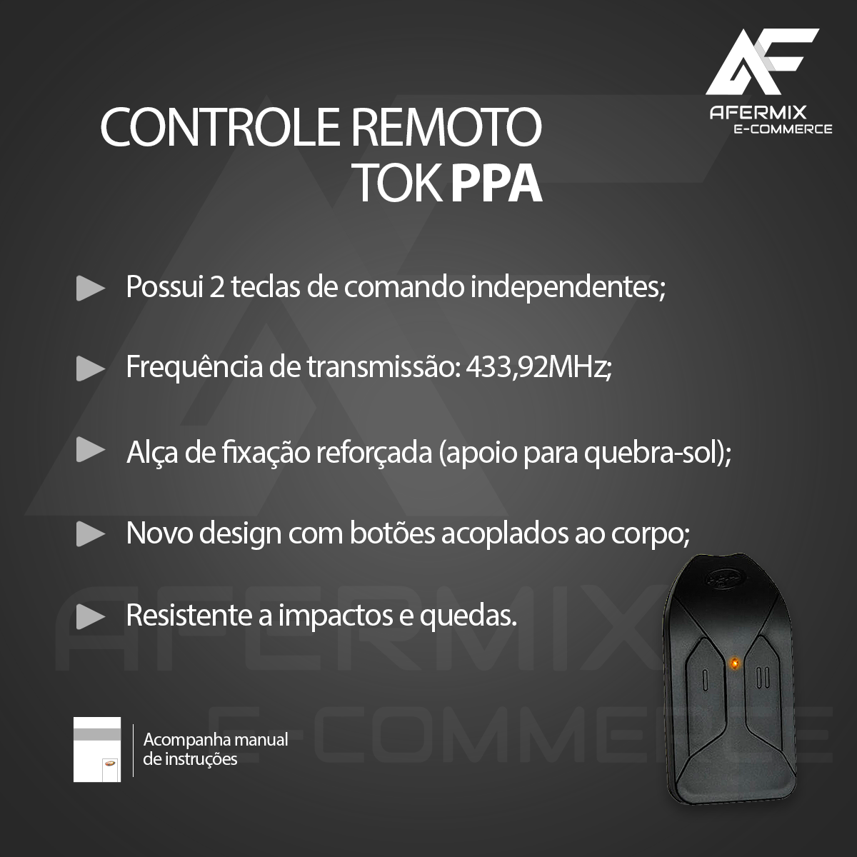Controle Remoto P/ Automatizador de Portão Tok PPA - Imagem 4