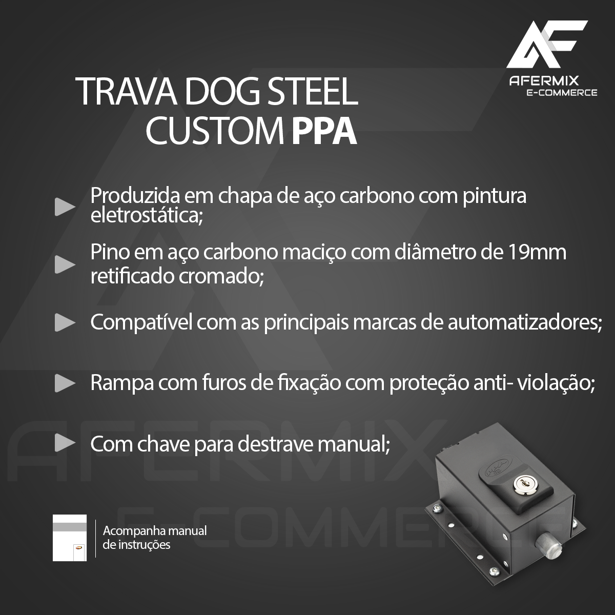 Kit 2 Travas Eletromagnéticas Dog Steel Custom PPA - Imagem 5