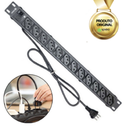 Filtro de Linha Profissional12 Tomadas Preto 127V/220V