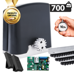 Kit Automatizador de Portão Dz Rio Analógico 1/2HP 700kg 3m Cremalheira PPA