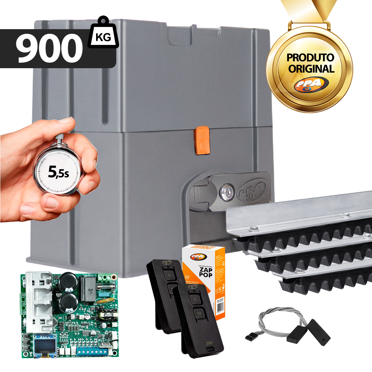 Kit Motor DZ Condominium Jetflex 900Kg 3m Cremalheira Bivolt PPA