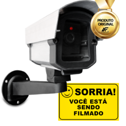 Kit Câmera Falsa Com Led + Placa de Advertência