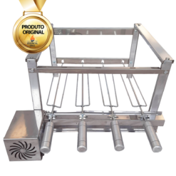 Kit Churrasqueira Elétrica Regulável Inox Bivolt 4 Espetos