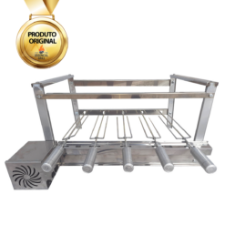Kit Churrasqueira Elétrica Regulável Inox Bivolt 5 Espetos