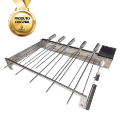 Kit Churrasqueira Elétrica Pré-Moldada Inox Bivolt 5 Espetos