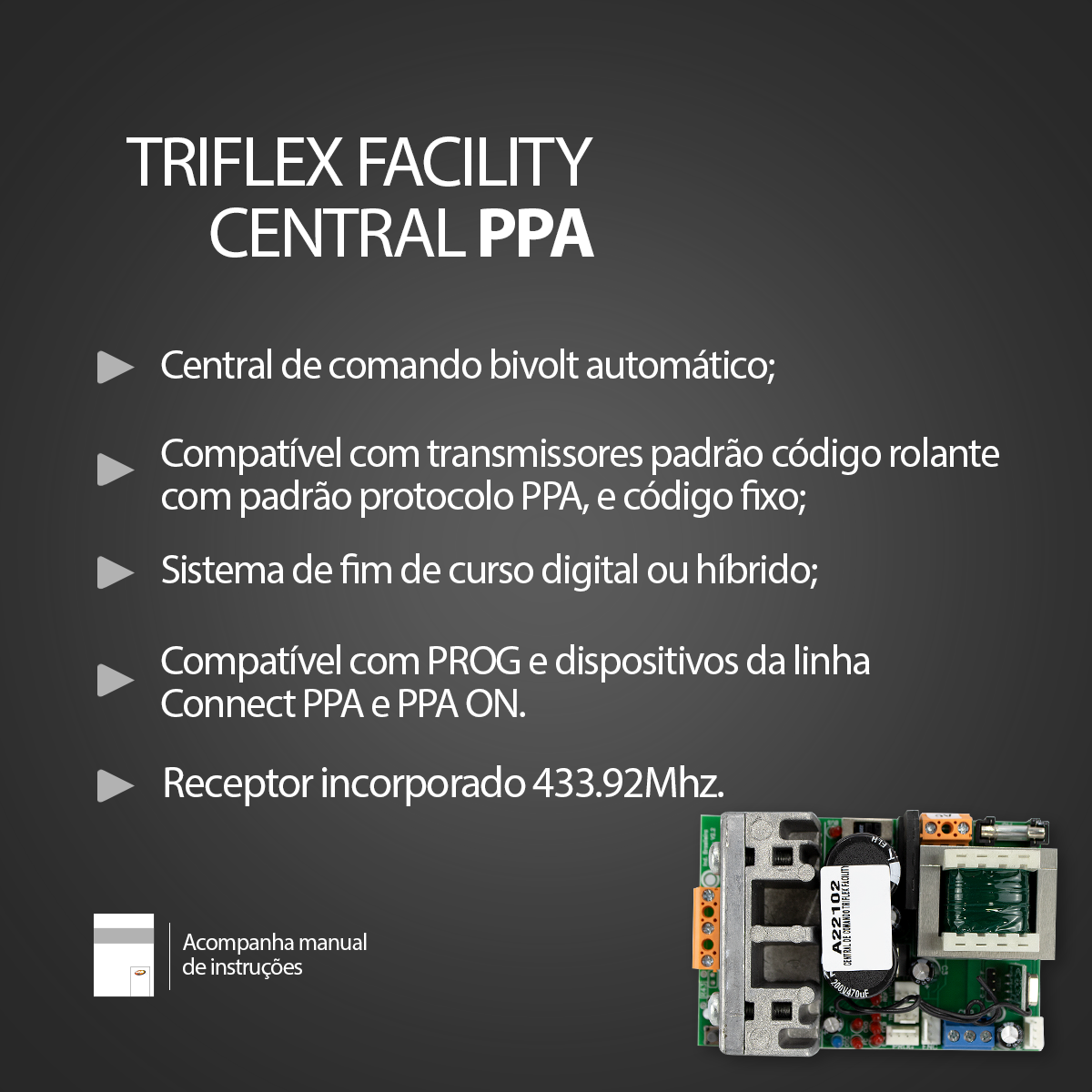 Kit Motor Portão Basculante Levante Jetflex 1/4HP PPA - Imagem 3