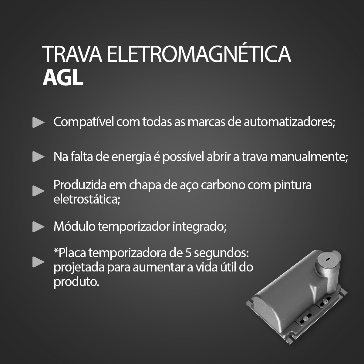 Kit Trava Eletromagnética + Módulo Temporizador AGL - Imagem 3