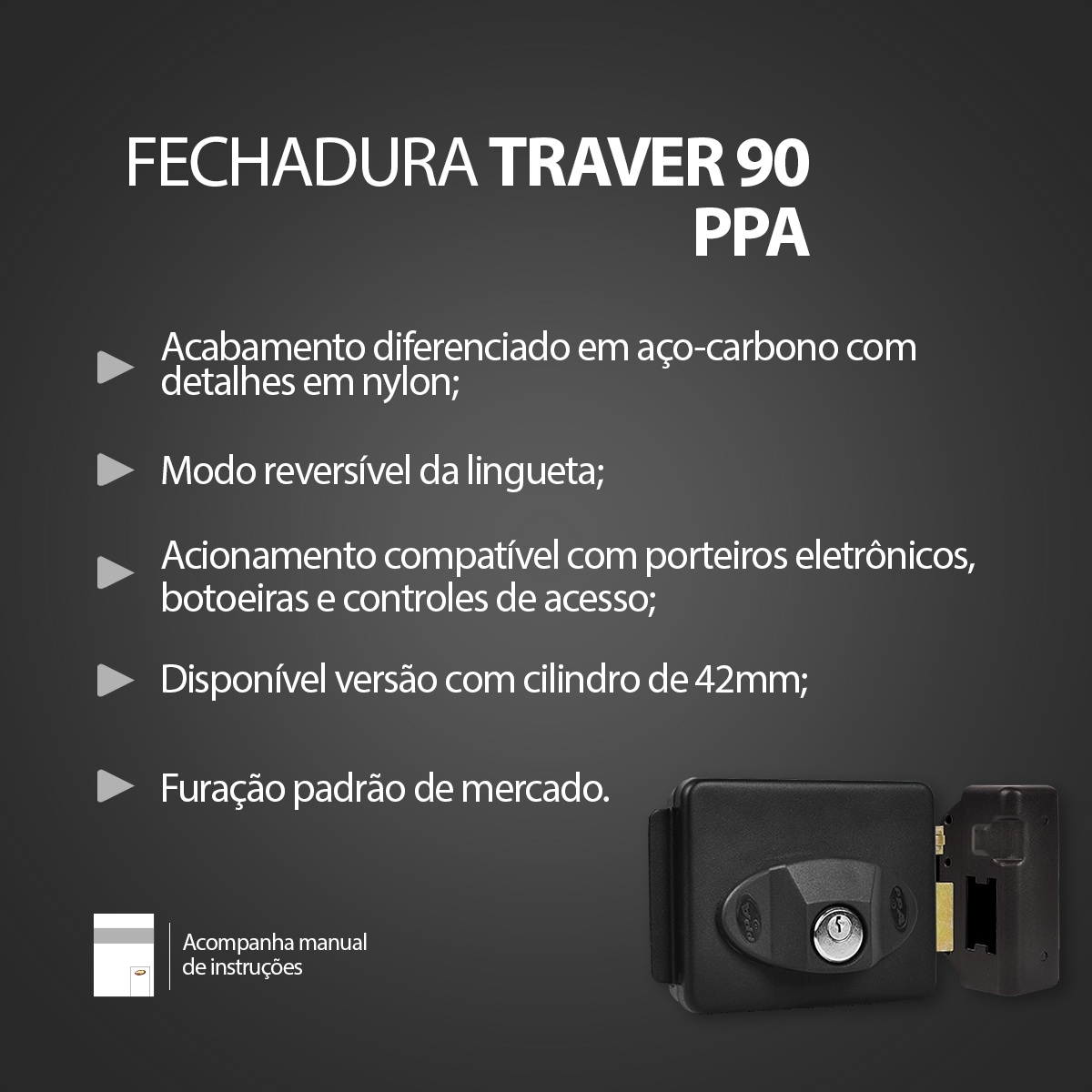 Fechadura Eletrônica Traver 90 PPA - Imagem 3