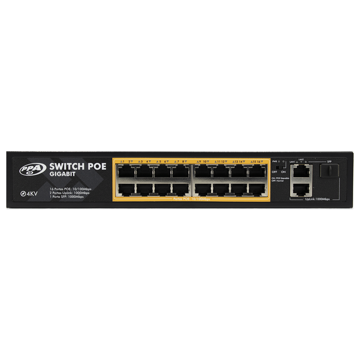 Switch Poe de 16 Portas 120W PPA - Imagem 6