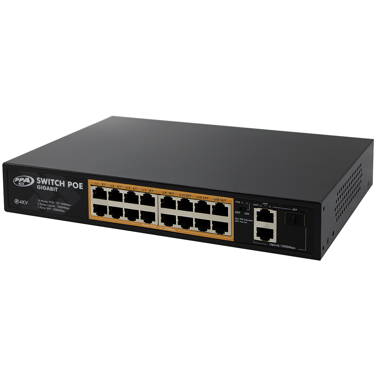 Switch Poe de 16 Portas 120W PPA - Imagem 7