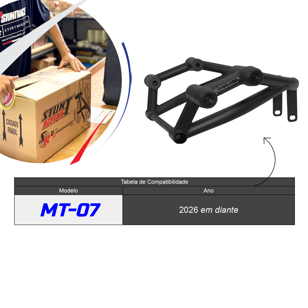 Protetor MT07 Ano 2026 Stunt Race Preto Fosco - Imagem 4