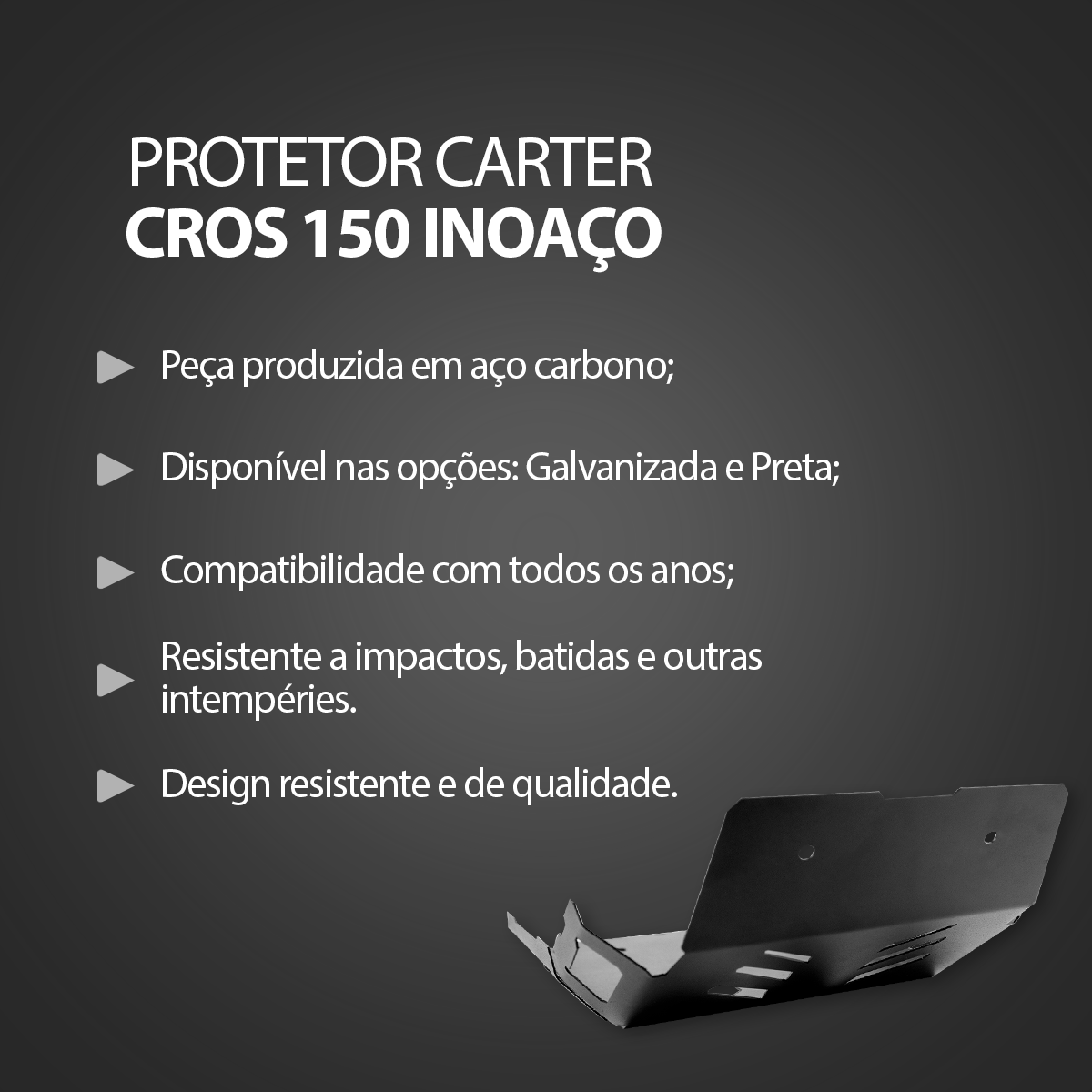 Protetor De Cárter Yamaha Xtz 150 Crosser Preto Fosco - Imagem 3